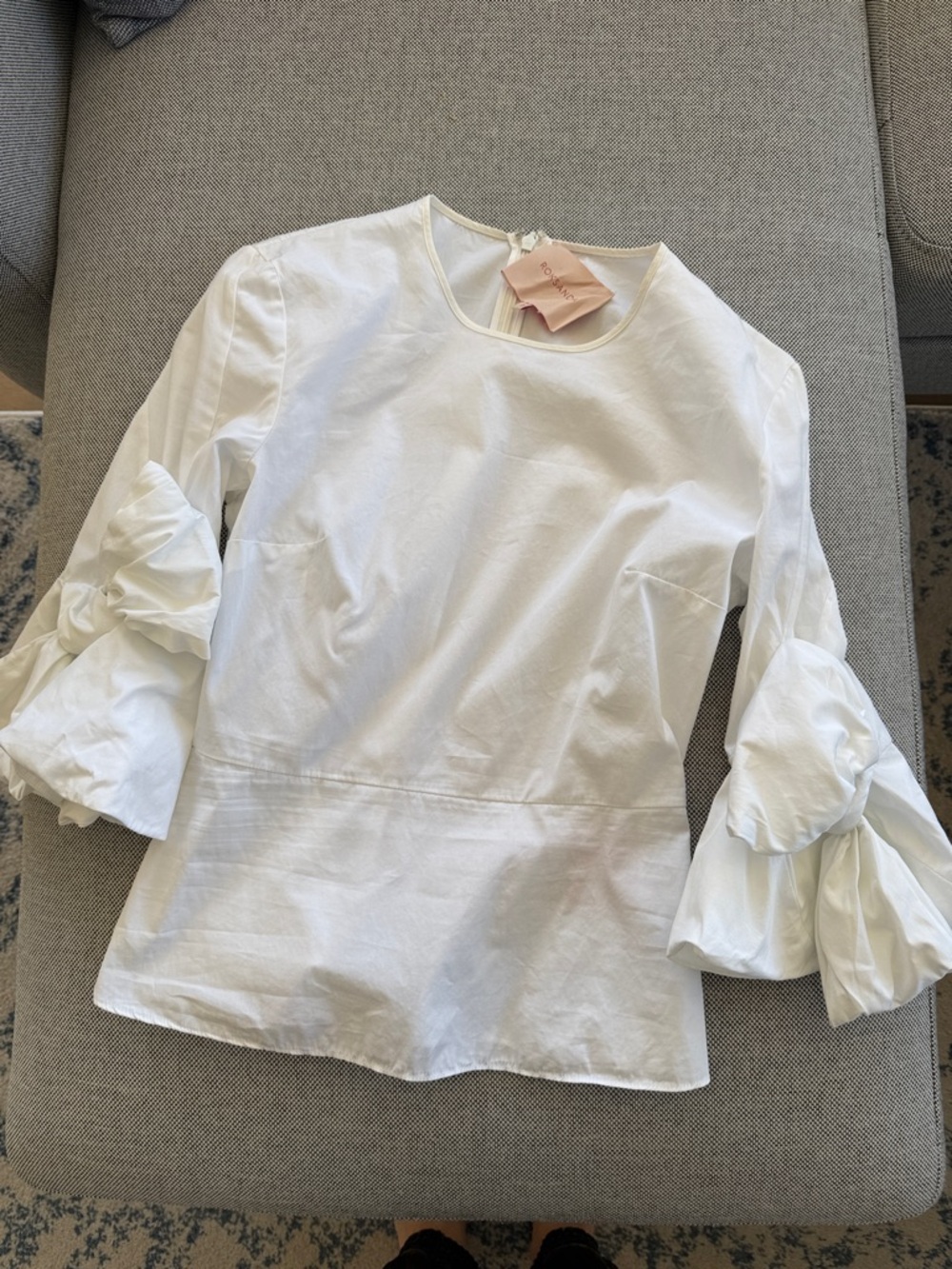 ROKSANDA White Ruffle-Sleeve Cotton Top